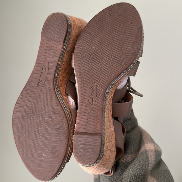 Clarks Women's Helio Mindin Cork Wedge Open Toe Strappy Lace Up Sandals - Picture 3 of 14
